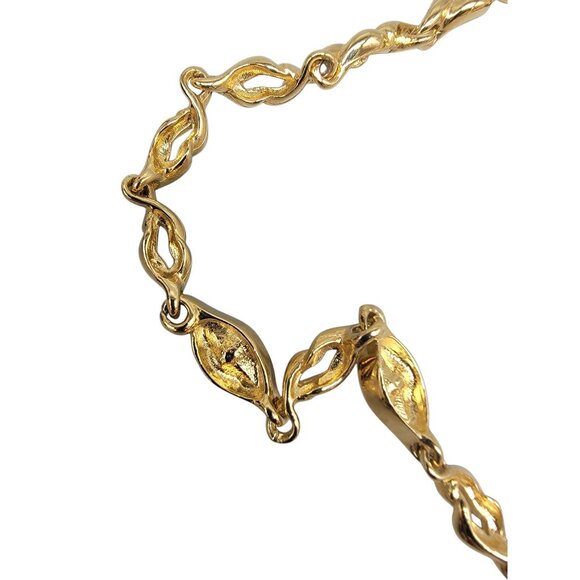 Gold Plated Chain Necklace W/ Marquise-Cut Clear Stones Adjustable Clasp 18" - Picture 6 of 16